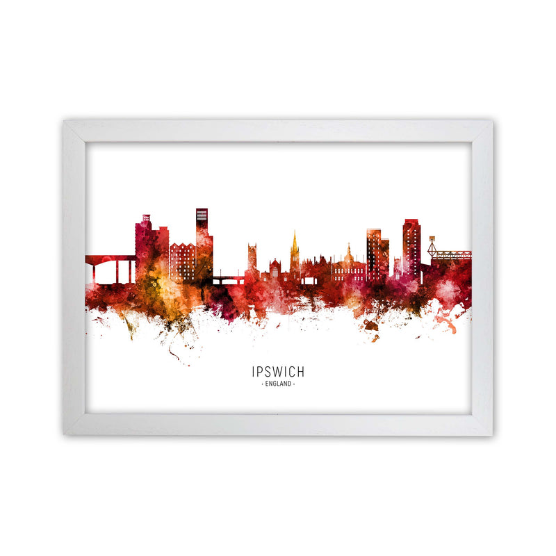 Ipswich England Skyline Red City Name  by Michael Tompsett White Grain