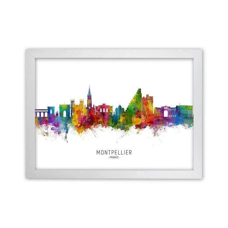 Montpellier France Skyline Art Print by Michael Tompsett White Grain