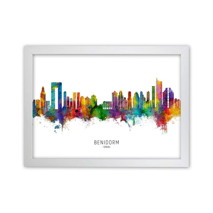 Benidorm Spain Skyline Art Print by Michael Tompsett White Grain