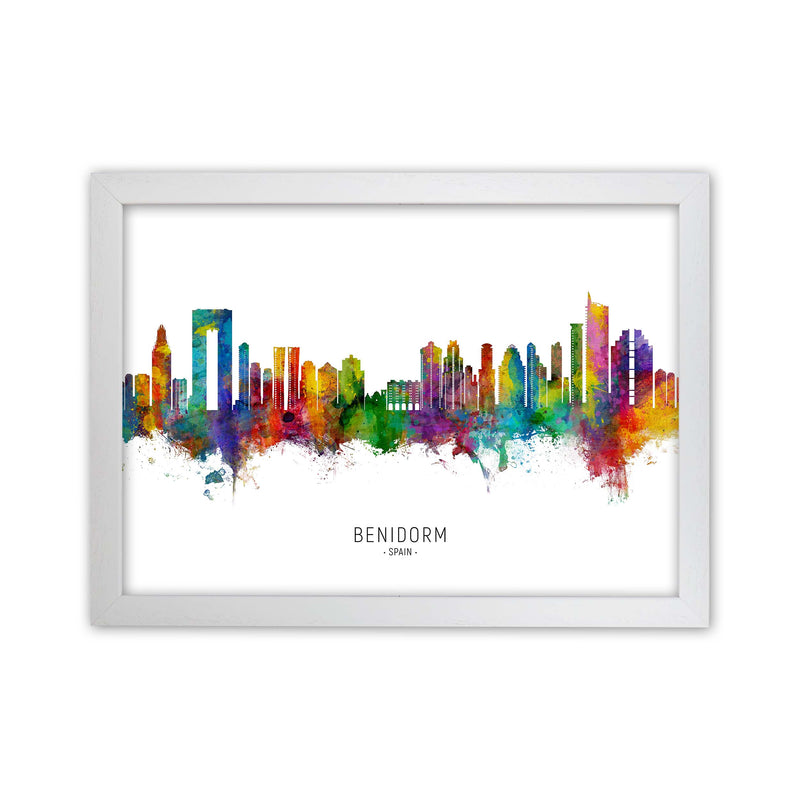 Benidorm Spain Skyline Art Print by Michael Tompsett White Grain