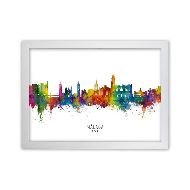 Malaga Spain Skyline Art Print by Michael Tompsett White Grain