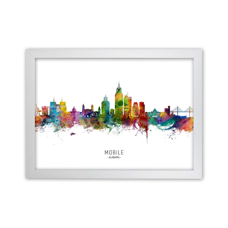 Mobile Alabama Skyline Art Print by Michael Tompsett White Grain