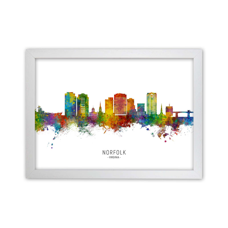 Norfolk Virginia Skyline Art Print by Michael Tompsett White Grain