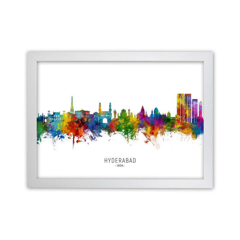 Hyderabad India Skyline Art Print by Michael Tompsett White Grain
