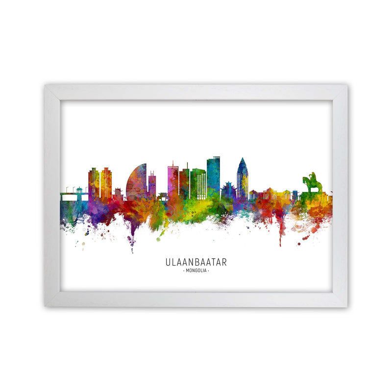 Ulaanbaatar Mongolia Skyline Art Print by Michael Tompsett White Grain