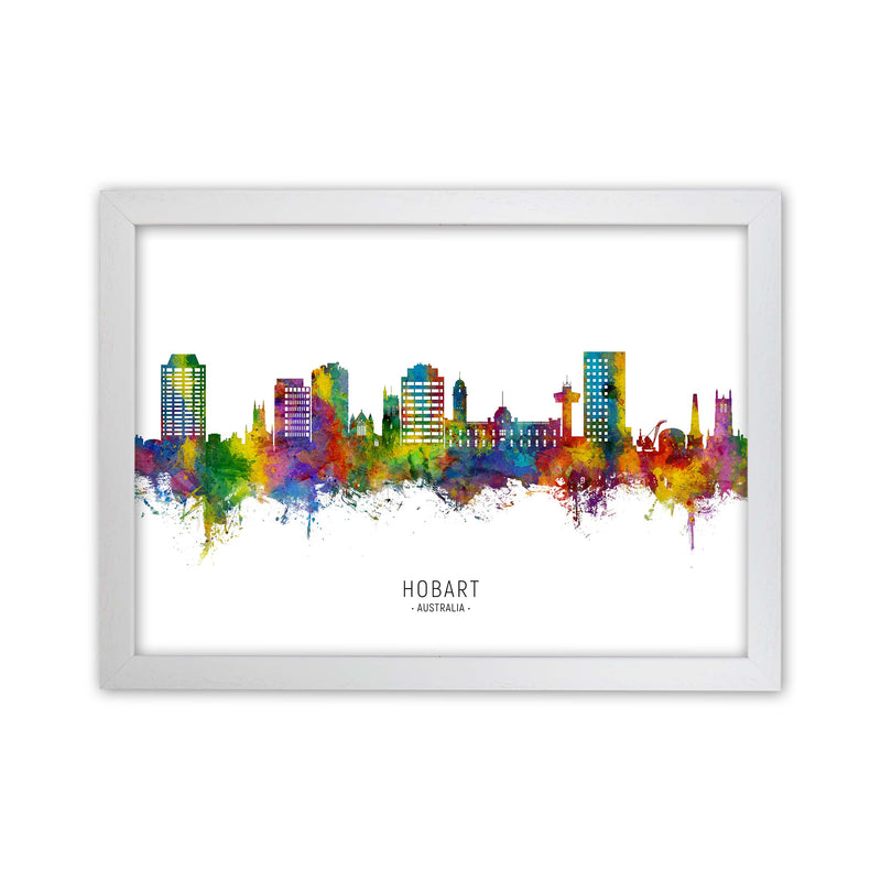 Hobart Australia Skyline Art Print by Michael Tompsett White Grain