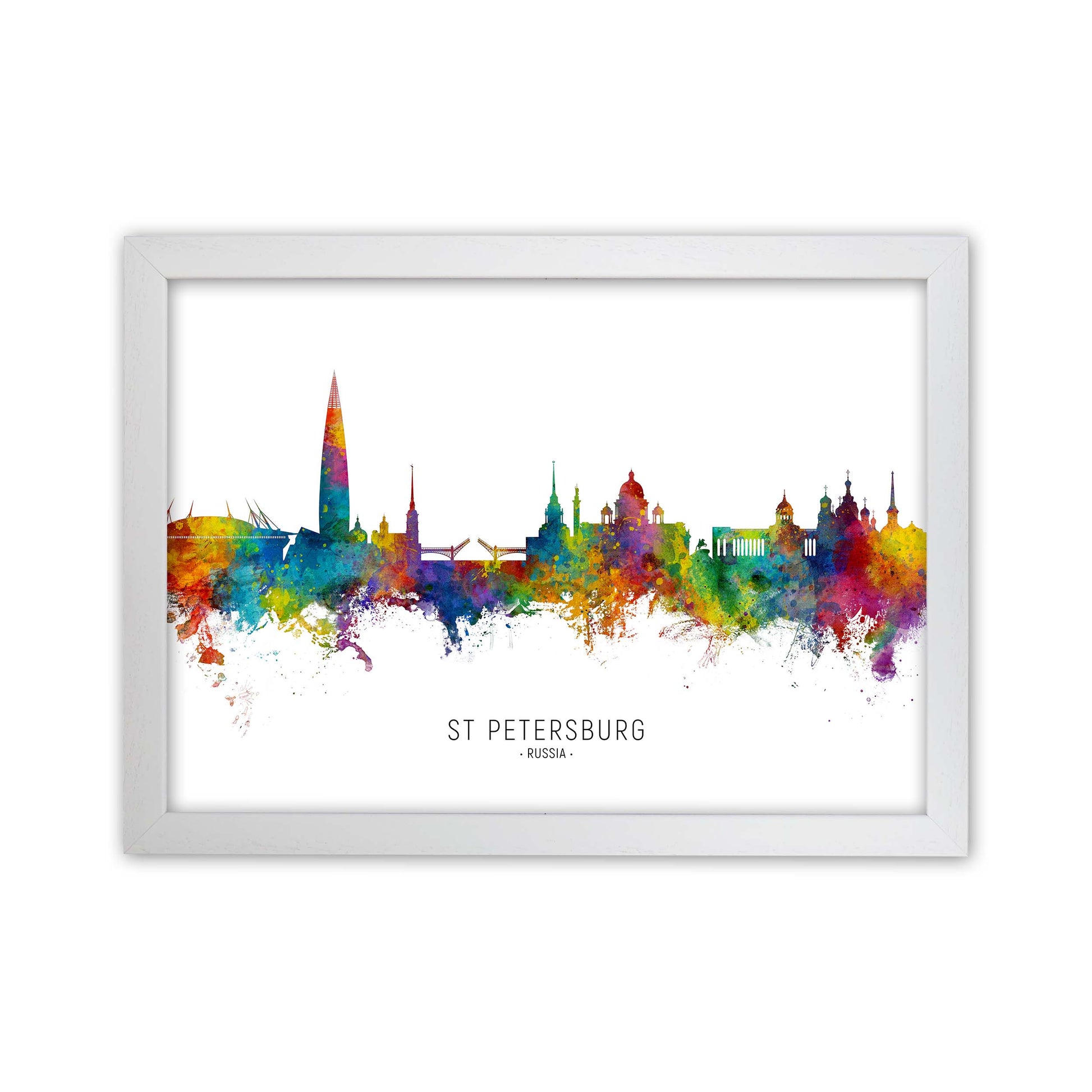 St Petersburg Russia Skyline Art Print by Michael Tompsett White Grain