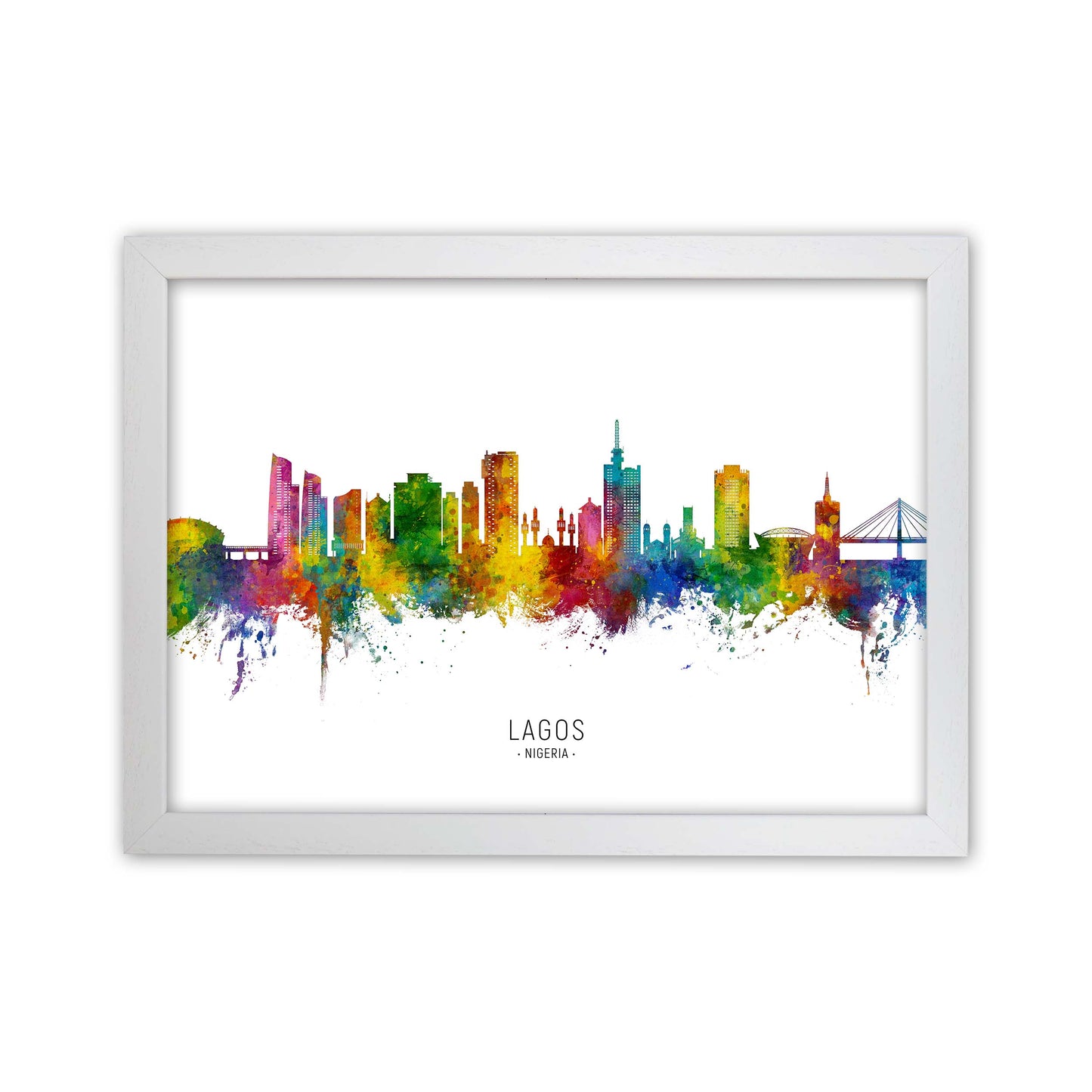 Lagos Nigeria Skyline Art Print by Michael Tompsett White Grain
