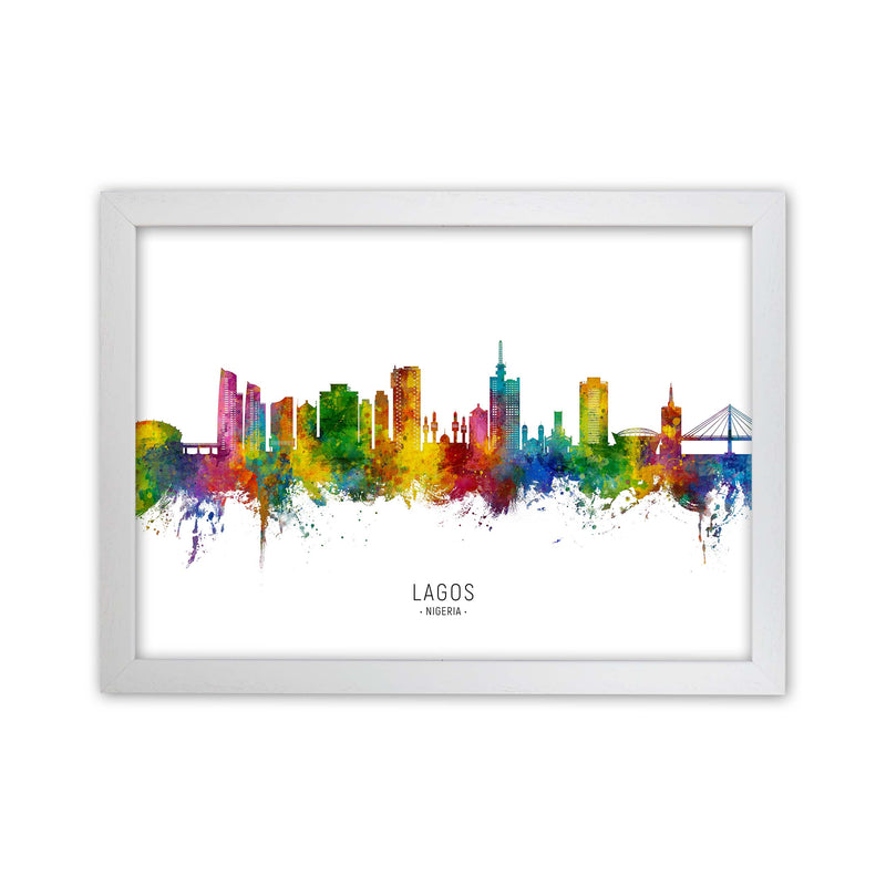 Lagos Nigeria Skyline Art Print by Michael Tompsett White Grain