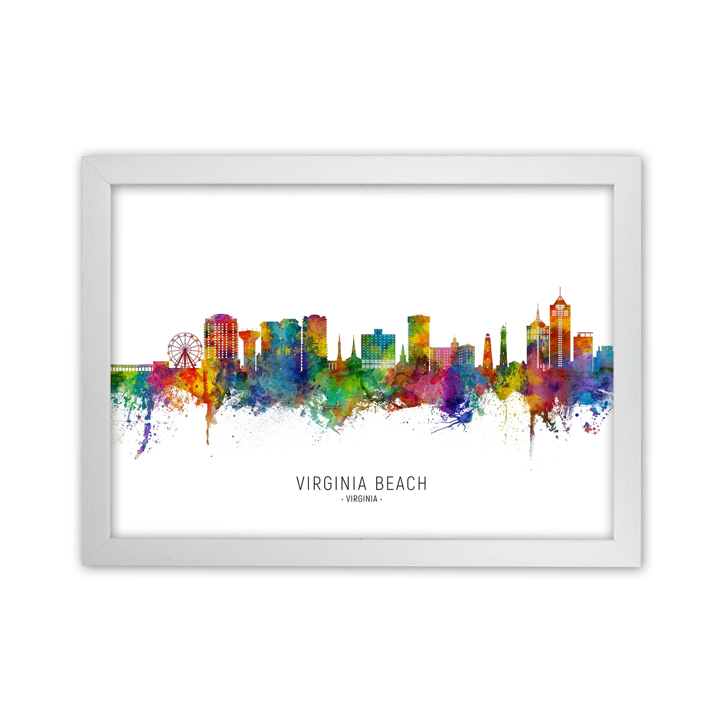 Virginia Beach Virginia Skyline  Art Print by Michael Tompsett White Grain