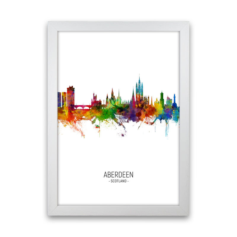 Aberdeen Scotland Skyline Portrait Art Print by Michael Tompsett White Grain