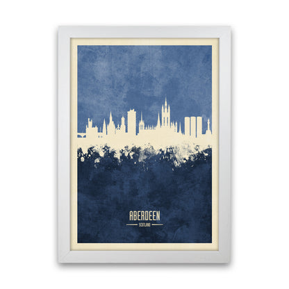 Aberdeen Scotland Skyline Portrait Navy Art Print by Michael Tompsett White Grain