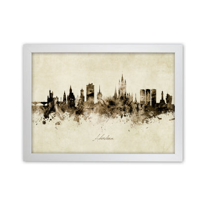 Aberdeen Scotland Skyline Vintage Art Print by Michael Tompsett White Grain