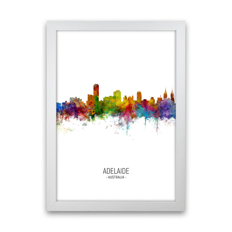 Adelaide Australia Skyline Portrait Art Print by Michael Tompsett White Grain