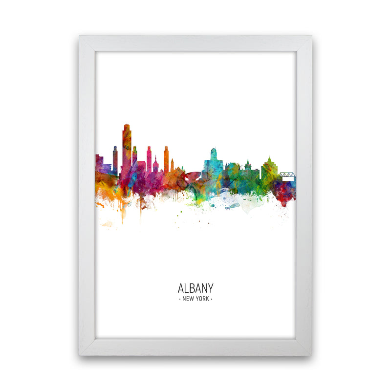 Albany New York Skyline Portrait Art Print by Michael Tompsett White Grain
