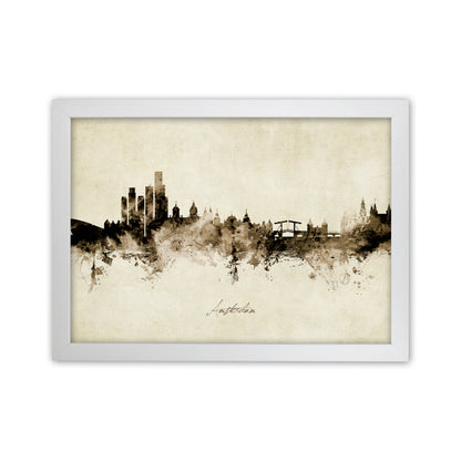 Amsterdam Netherlands Skyline Vintage Art Print by Michael Tompsett White Grain