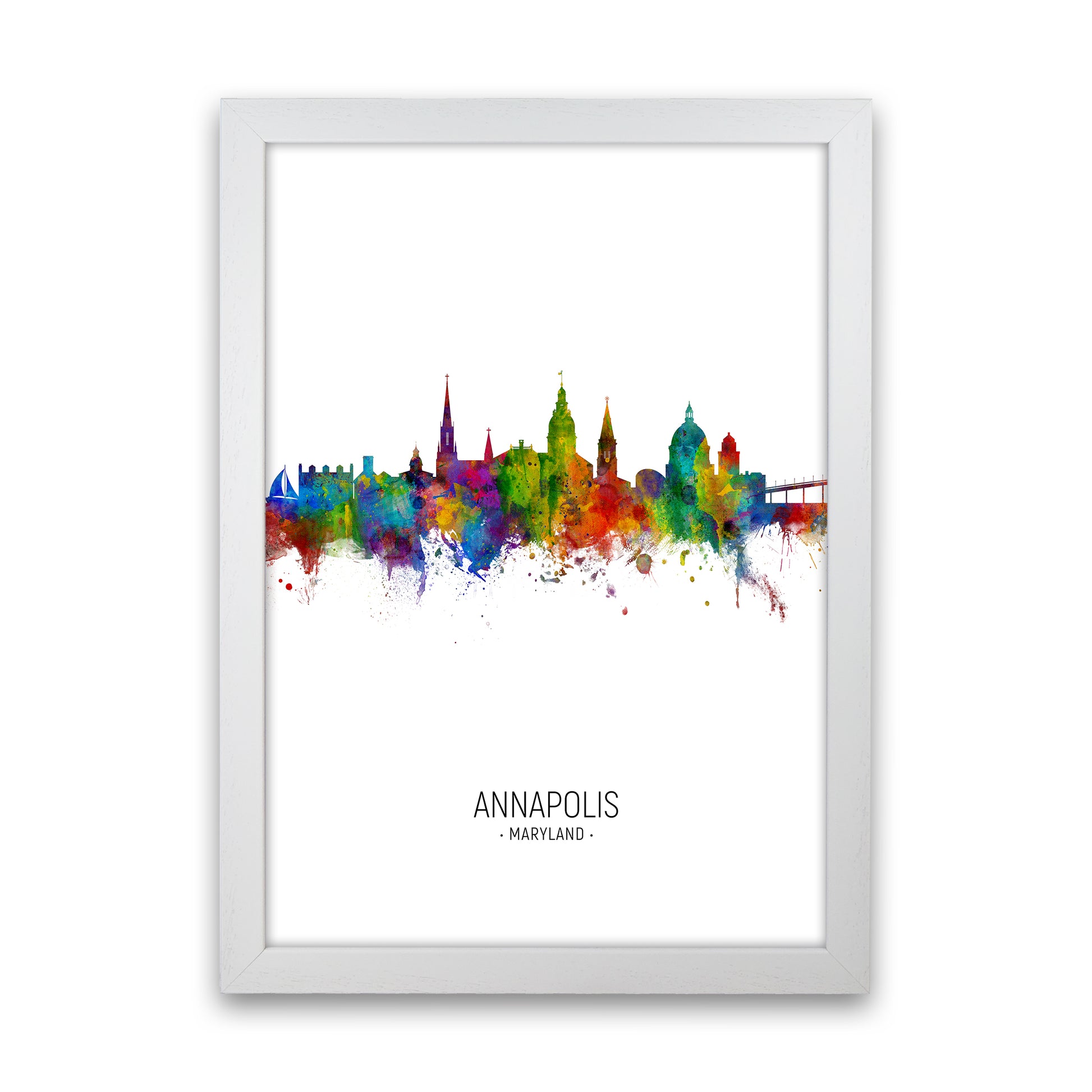 Annapolis Maryland Skyline Portrait Art Print by Michael Tompsett White Grain
