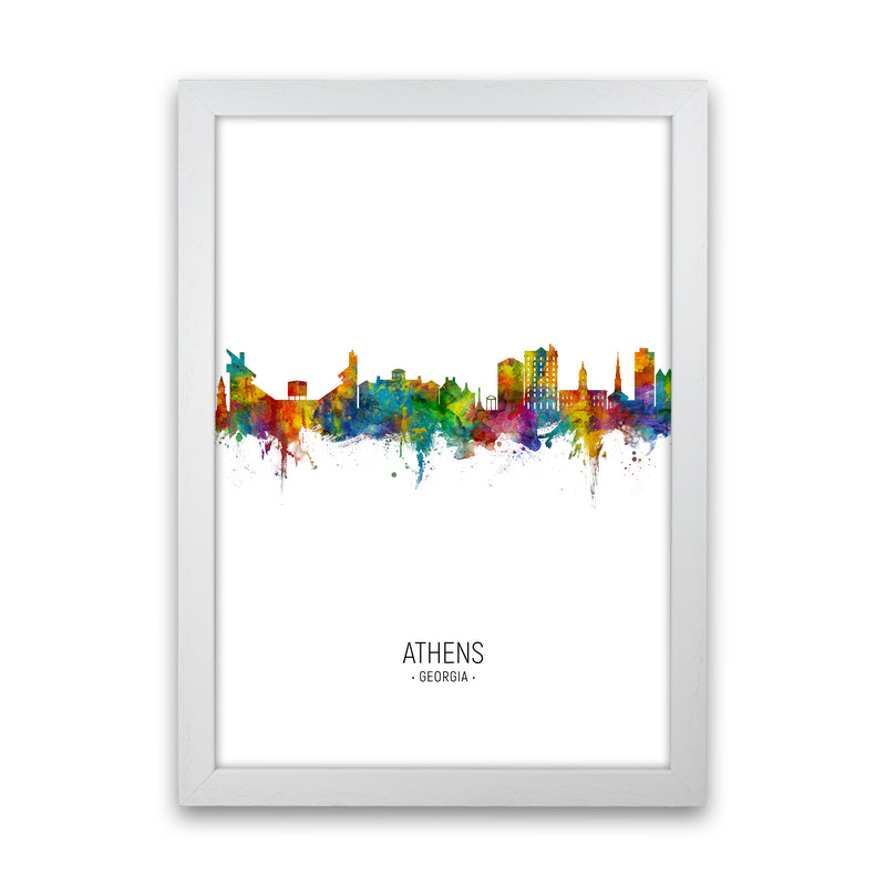 Athens Georgia Skyline Portrait Art Print by Michael Tompsett White Grain