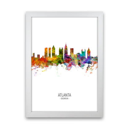 Atlanta Georgia Skyline Portrait Art Print by Michael Tompsett White Grain