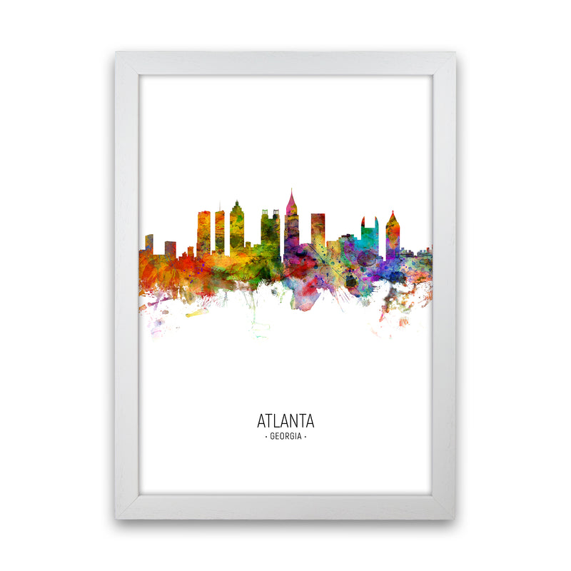 Atlanta Georgia Skyline Portrait Art Print by Michael Tompsett White Grain