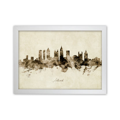Atlanta Georgia Skyline Vintage Art Print by Michael Tompsett White Grain