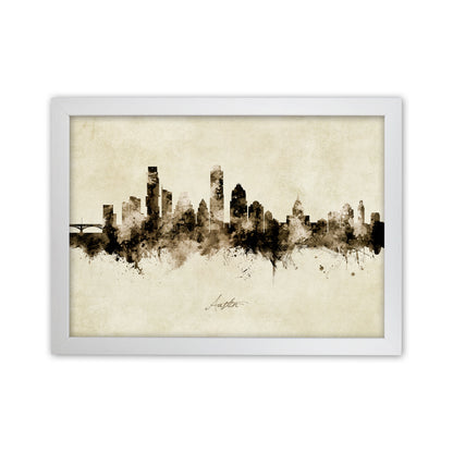Austin Texas Skyline Vintage Art Print by Michael Tompsett White Grain
