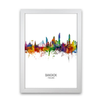 Bangkok Thailand Skyline Portrait Art Print by Michael Tompsett White Grain