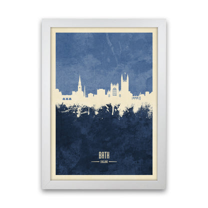 Bath England Skyline Portrait Navy Art Print by Michael Tompsett White Grain