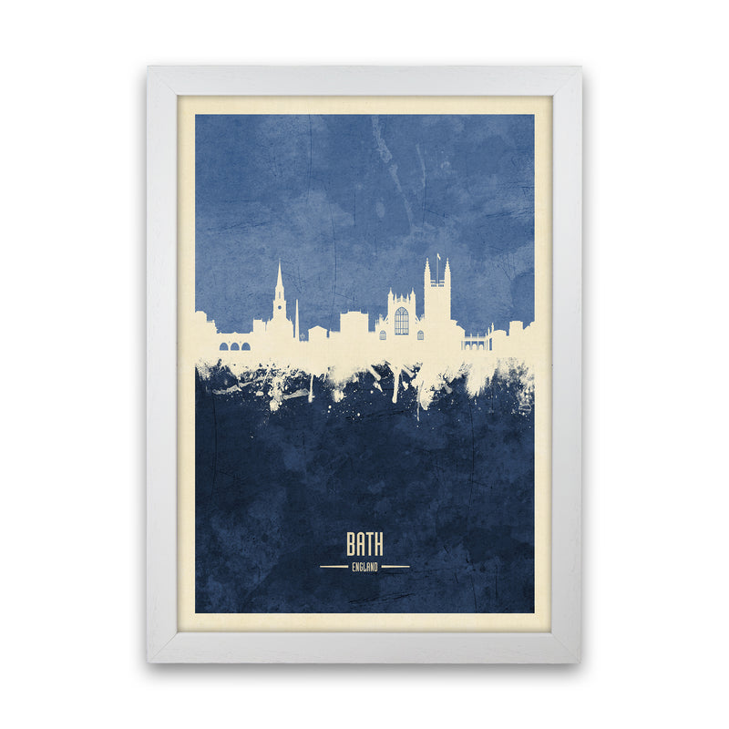 Bath England Skyline Portrait Navy Art Print by Michael Tompsett White Grain