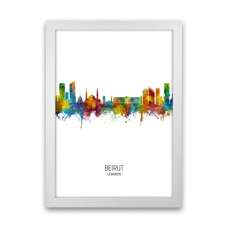 Beirut Lebanon Skyline Portrait Art Print by Michael Tompsett White Grain