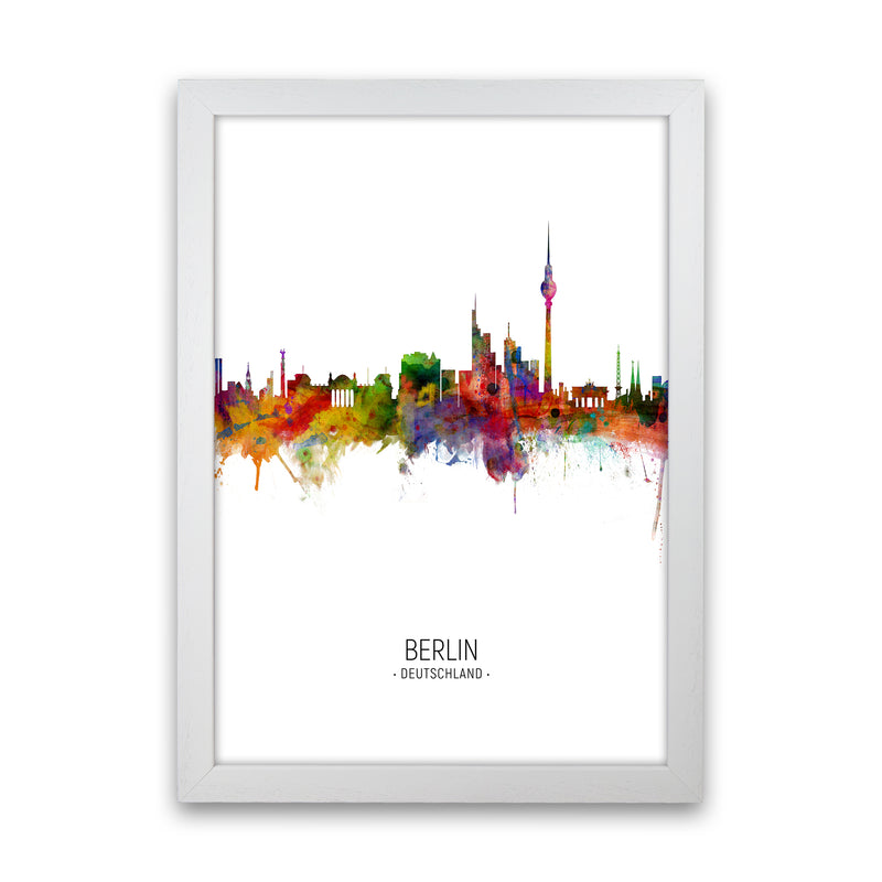 Berlin Germany Skyline Portrait Art Print by Michael Tompsett White Grain