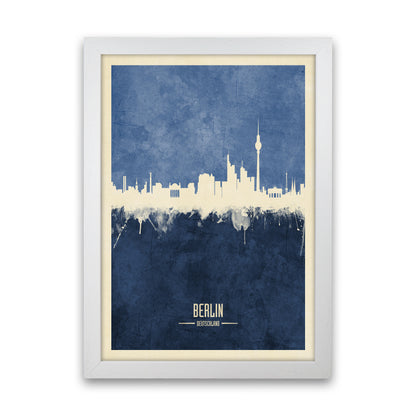 Berlin Germany Skyline Portrait Navy Art Print by Michael Tompsett White Grain