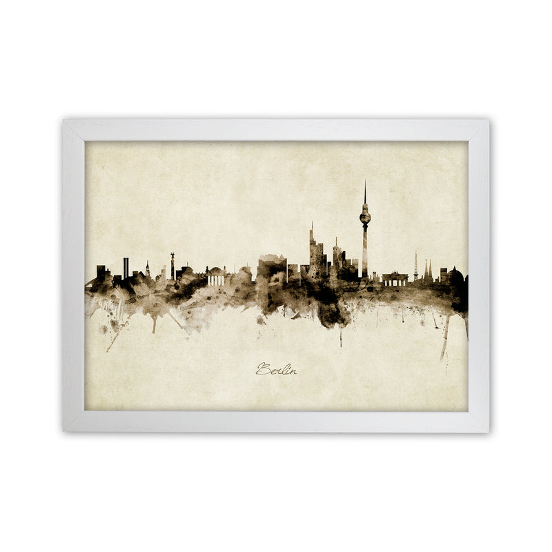 Berlin Germany Skyline Vintage Art Print by Michael Tompsett White Grain