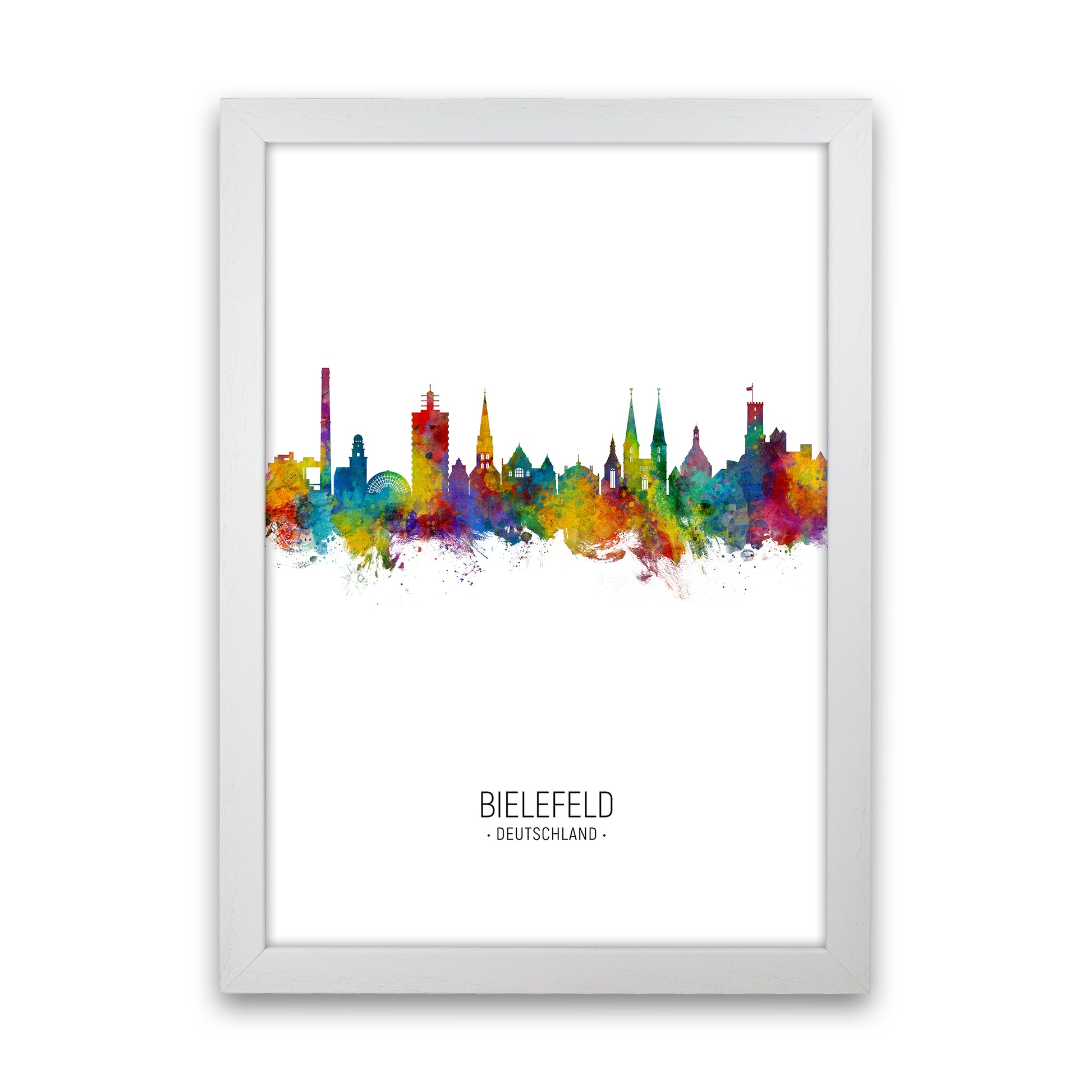 Bielefeld Deutschland Skyline Portrait Art Print by Michael Tompsett White Grain