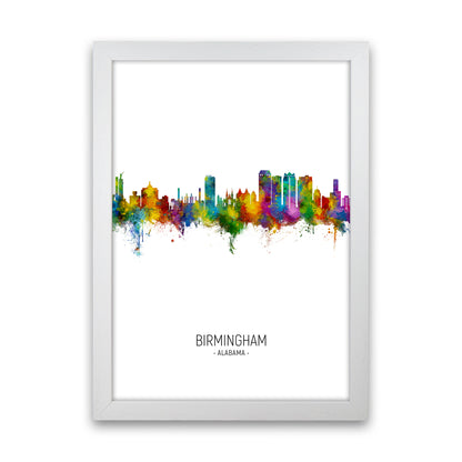 Birmingham Alabama Skyline Portrait Art Print by Michael Tompsett White Grain