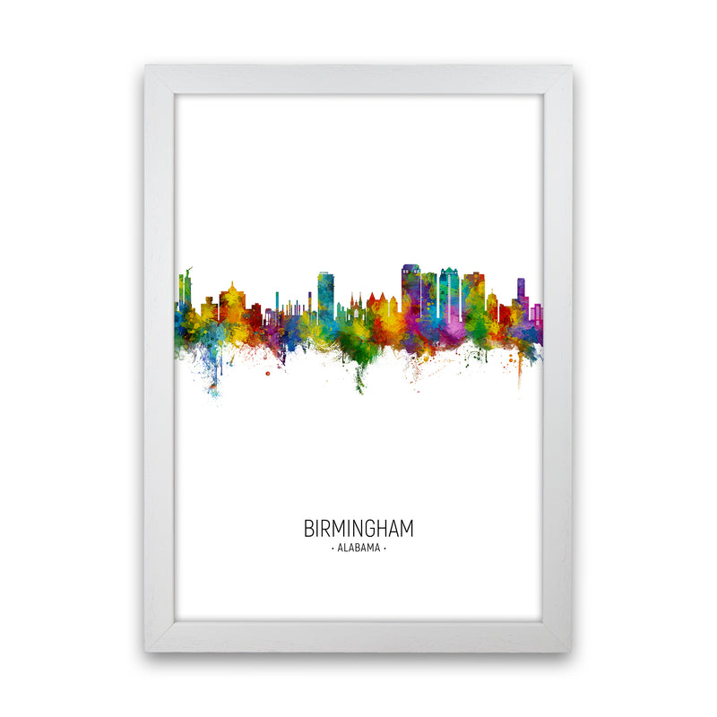Birmingham Alabama Skyline Portrait Art Print by Michael Tompsett White Grain