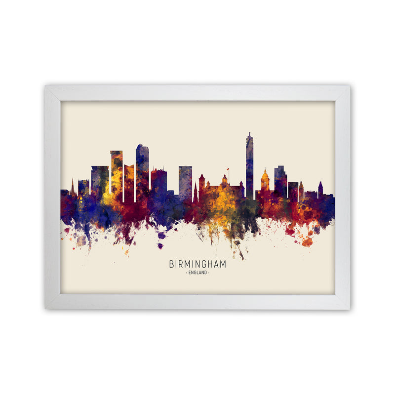 Birmingham England Skyline Autumn City Name Art Print by Michael Tompsett White Grain