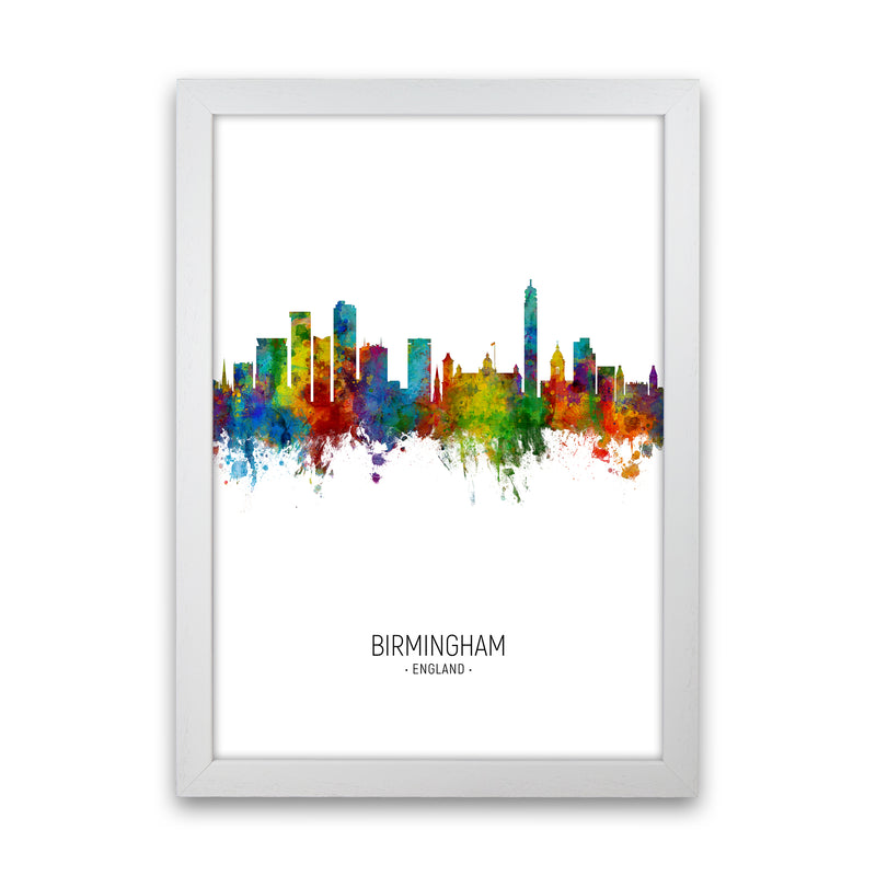 Birmingham England Skyline Portrait Art Print by Michael Tompsett White Grain