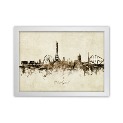 Blackpool England Skyline Vintage Art Print by Michael Tompsett White Grain