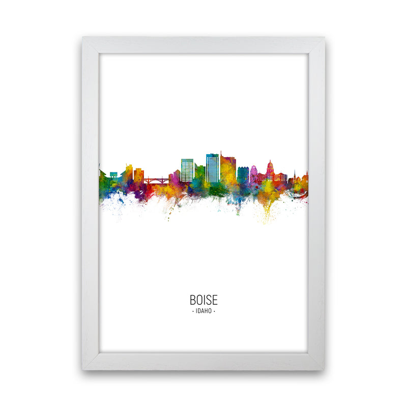 Boise Idaho Skyline Portrait Art Print by Michael Tompsett White Grain
