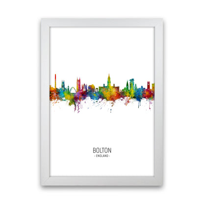 Bolton England Skyline Portrait Art Print by Michael Tompsett White Grain