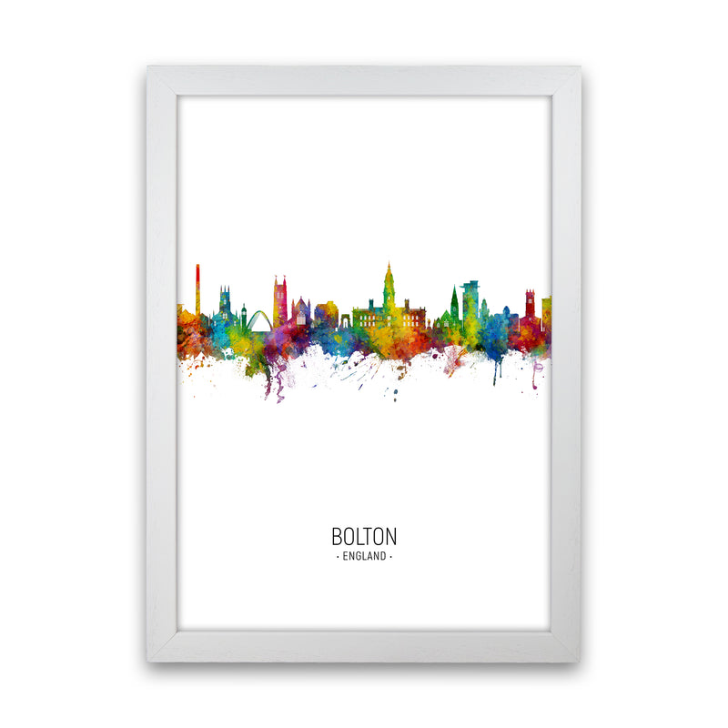Bolton England Skyline Portrait Art Print by Michael Tompsett White Grain