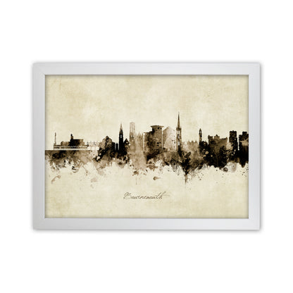 Bournemouth England Skyline Vintage Art Print by Michael Tompsett White Grain