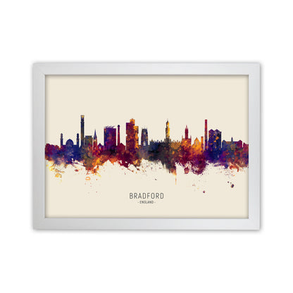 Bradford England Skyline Autumn City Name Art Print by Michael Tompsett White Grain