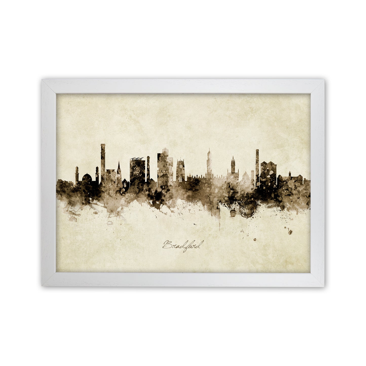 Bradford England Skyline Vintage Art Print by Michael Tompsett White Grain