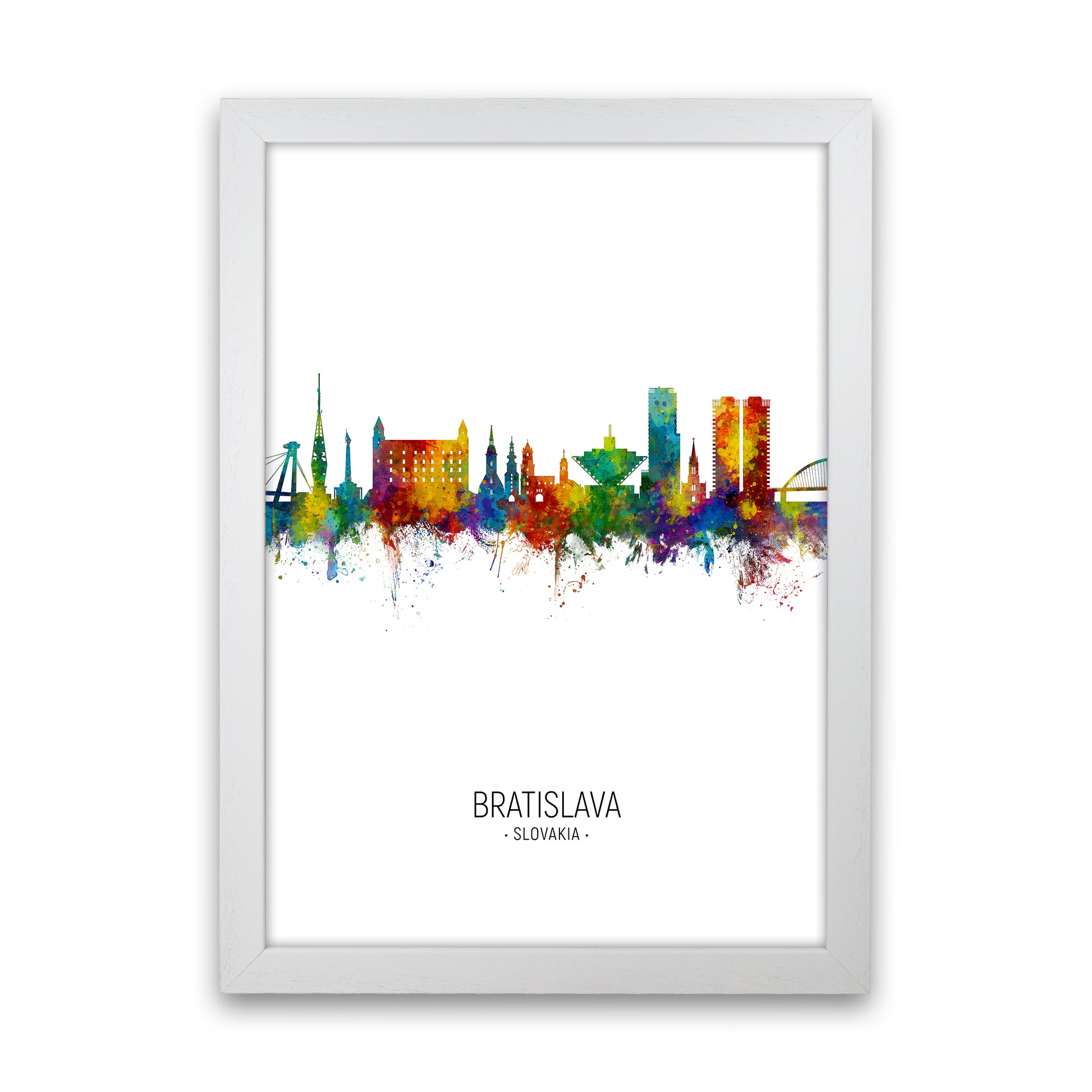 Bratislava Slovakia Skyline Portrait Art Print by Michael Tompsett White Grain