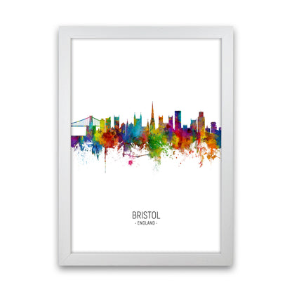 Bristol England Skyline Portrait Art Print by Michael Tompsett White Grain