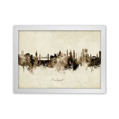 Budapest Hungary Skyline Vintage Art Print by Michael Tompsett White Grain
