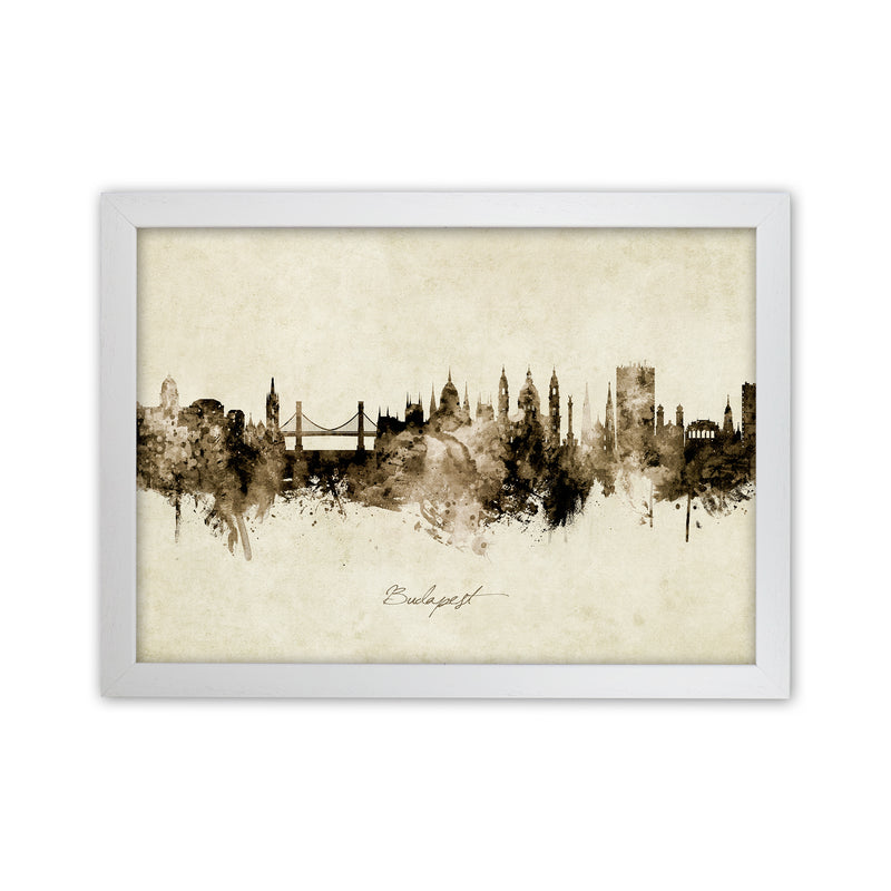 Budapest Hungary Skyline Vintage Art Print by Michael Tompsett White Grain