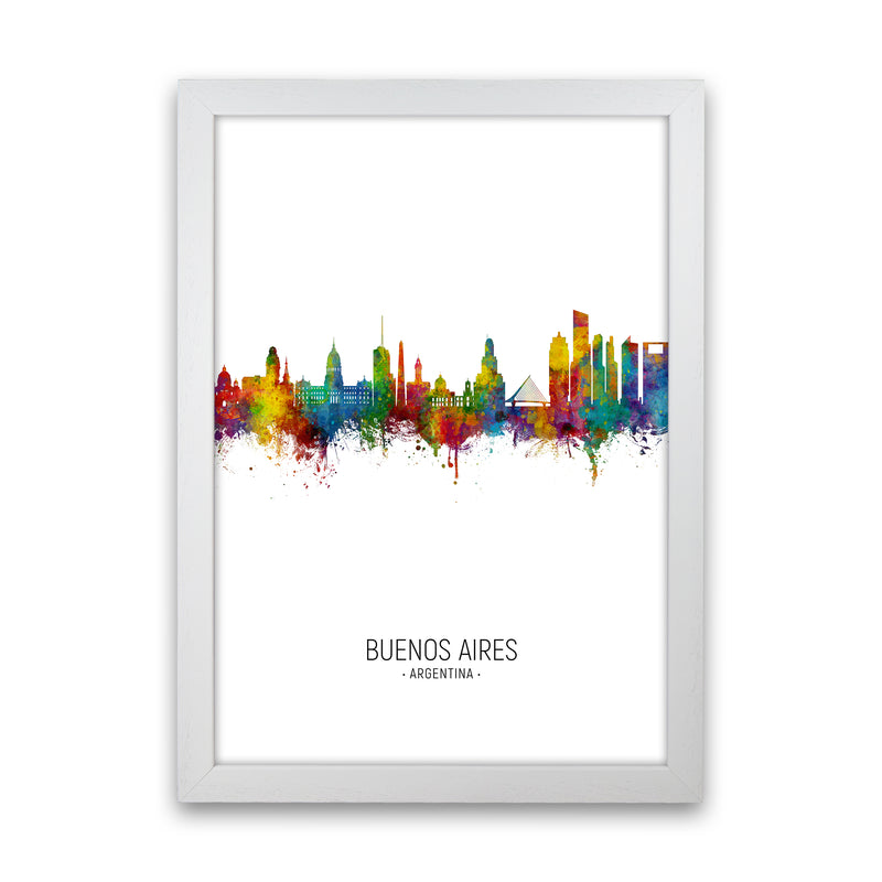 Buenos Aires Argentina Skyline Portrait Art Print by Michael Tompsett White Grain